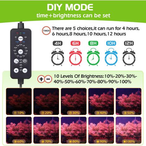 Éclairage LED pour Aquarium Lampe Spectre Complet avec Minuteur Automatique et Luminosité Réglable 9 Couleurs de Lumière pour Plantes et Poissons Décoration de Réservoir d'eau