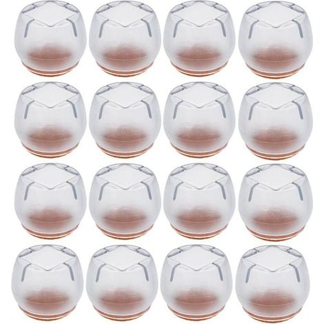 16 Stück Stuhlkappen 21-25 mm Möbelgleiter Runde und quadratische Silikon-Schutzpads für Stuhlbeine (1/4)