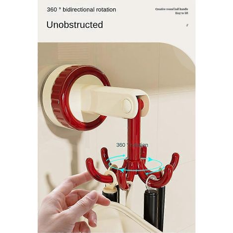 Sechs-Klauen-Haken-Küchenutensilien-Aufbewahrungsregal zur Wandmontage, Rot