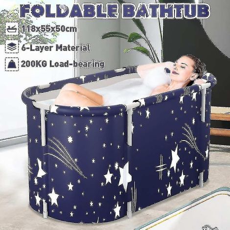 Baignoire pliante portable de 118 cm pour adultes et enfants, idéale pour la piscine. Seau de bain en PVC avec isolation thermique pour salle de bain et spa. (1/5)