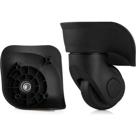 Paire de roulettes de valise universelles de rechange durables en caoutchouc silencieux multidirectionnelles pour roues de réparation de rechange valise bagages (2pcs)Grand noir (1/4)