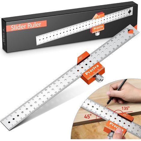 Carpenter Square, 12Inch/300mm Carpenter Square, 45 90 Degree Angle Ruler Caliper Ruler, Carpenter Square Set Measuring Tool for Woodworking Marking (1/5)