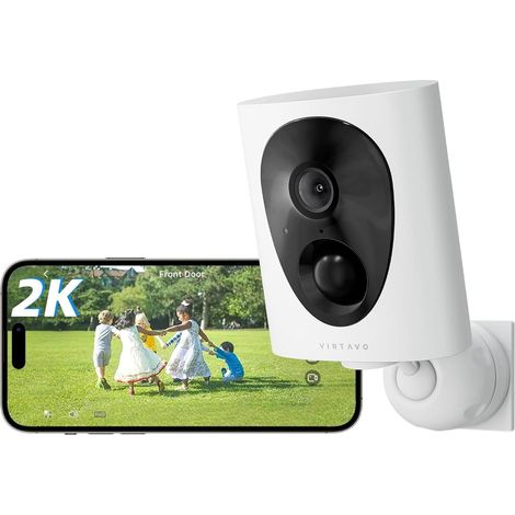 Caméra de Surveillance Extérieure sans Fil 2K QHD, Batterie Rechargeable, Vision Nocturne Couleur Starlight, Détection de Mouvement PIR, Audio Bidirectionnel, Étanche, WiFi 2,4 GHz (1/5)