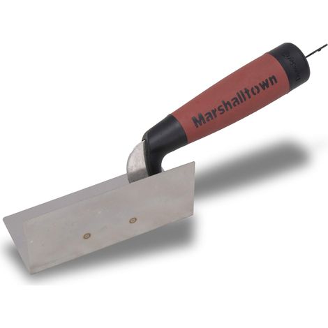 Frattazzo ad angolo interno Marshalltown con manico DuraSoft, in acciaio inox, per cartongesso e intonacatura, dimensioni cazzuola: 108x51 mm