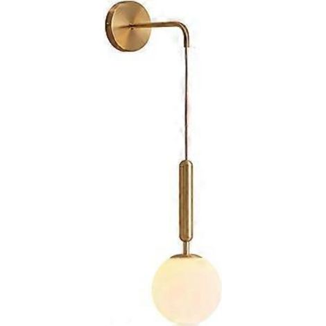 Applique murale moderne E27 avec abat-jour suspendu en verre, lampe de chevet minimaliste de style nordique pour salon, chambre, couloir (laiton brouillé)