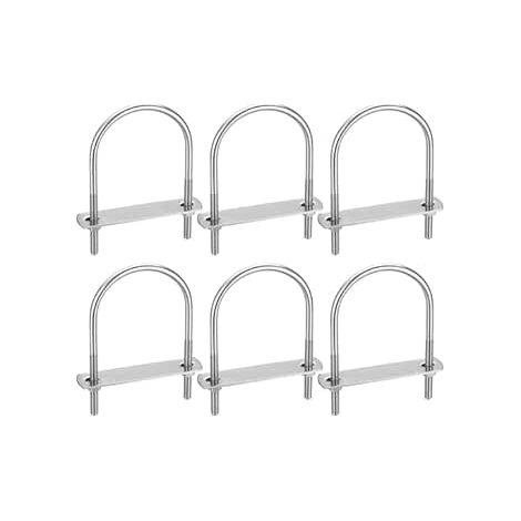 6 Pièces Boulons en U, M6 U-Bolts, Boulons de U en Acier Inoxydable avec Écrou Plaques Rondelle, Boulons de Serrage Fixation pour Fixation Tuyaus (Coins arrondis 110x60mm) (1/4)