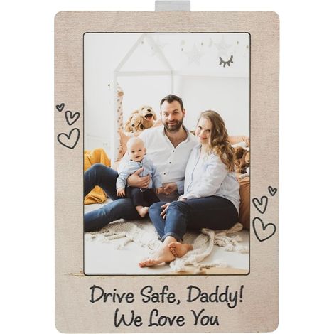 Clip de pare-soleil pour voiture, cadre photo, porte-photo en bois, design compact, durable, finition naturelle classique. (DB) (1/5)
