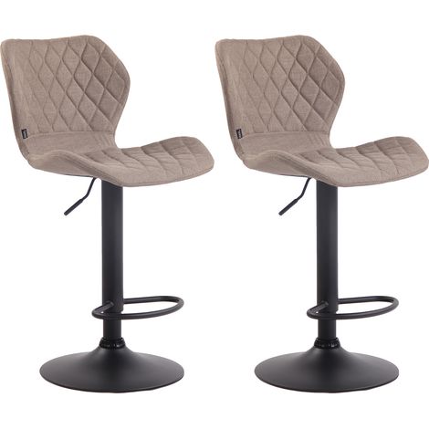 Set De 2 Taburetes Cork Tapizados En Tela Gris topo Negro