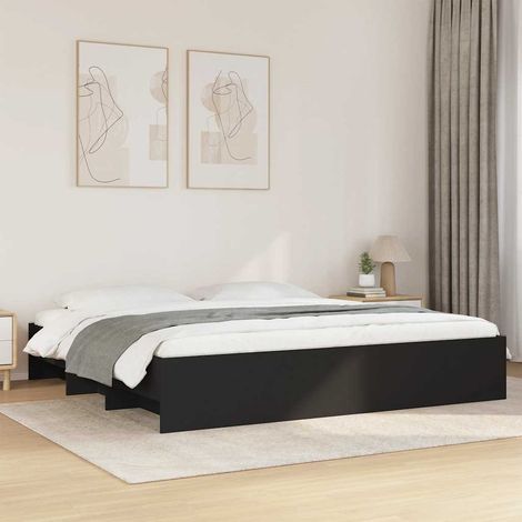vidaXL Cama sin colchón negro 180x200 cm madera de ingeniería (1/5)