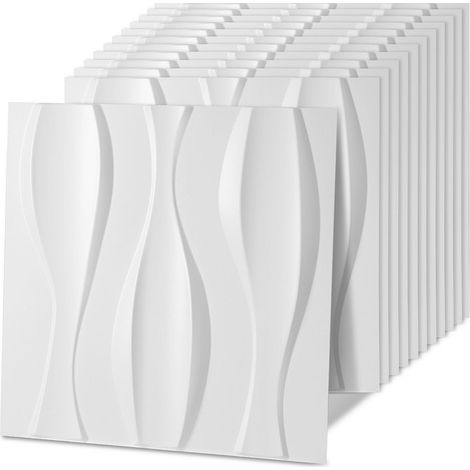 Pannello murale 3D da dipingere - confezione da 3 m² - lotto di 12 pezzi -  0,5x0,5 m - Bianco