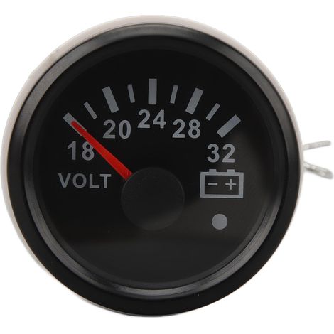 52-mm-Gleichstromvoltmeter, 9 bis 32 V, hochpräzise, schnelle Ansprechzeit, mit hintergrundbeleuchtetem Zeiger, für Wohnmobile, Yachten, Fischerboote und Schiffe. Schwarzes Zifferblatt und schwarze Lü