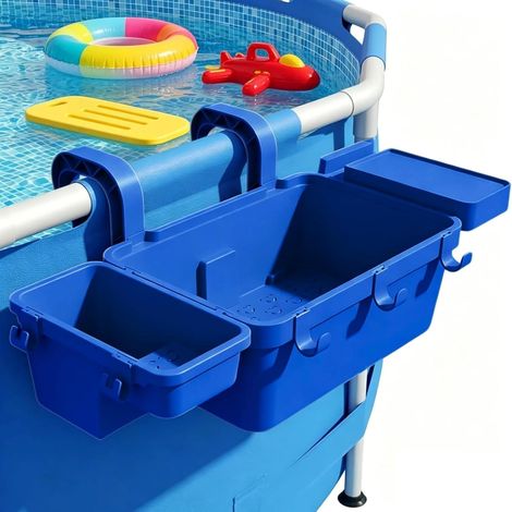 Panier De Piscine Suspendu, Panier De Rangement en PP, Durable avec Égouttage Rapide, Organisateur pour Piscine De Jardin Et Piscine en Acier (Bleu) (1/5)