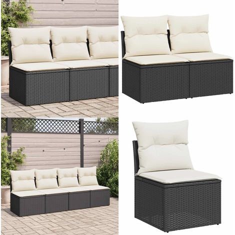 vidaXL 2-tlg. Garten-Sofagarnitur mit Kissen Schwarz Poly Rattan (1/5)