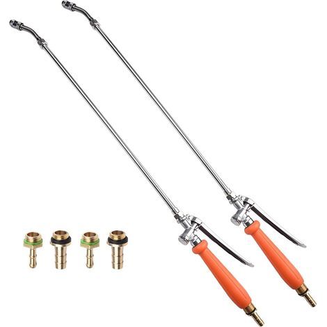 Set aus 2 Metall-Sprühlanzen, 73,5 cm, mit Messing-Schlauchanschlüssen für 1,9- und 6,35-mm-Schläuche, Edelstahldüse, Gummigriff, Garten - 2 Sets (1/5)