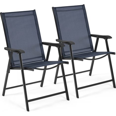 Yaheetech Set di 2 Sedie da Giardino Pieghevoli con Braccioli in Tela per Esterni Patio Veranda Terrazza Piscina Blu