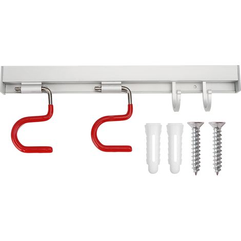 Space Aluminum Wall Mounted SShaped Mop Broom Storage Rack Holder Toilet Bathroom Accessory(2 Hanger 2 Hook ) (1/5)