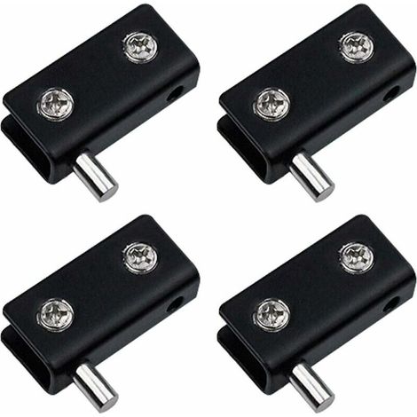 Set of 4 Glass Door Pivot Hinges Frameless Black Stainless Steel Glass Door Clips with Adjustable Pin Replacement Kit for 5-6mm Glass (1/5)