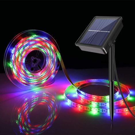 Solar LED Strip Outdoor 3M SMD 2835 RGB Color Changing LED Strip Light IP65 Waterproof for Garden Trees Garden