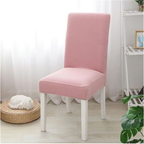 Lot de 4 housses de chaise extensibles couleur rose, idéales pour banquet, cuisine et restaurant, élastiques et ajustables (1/5)