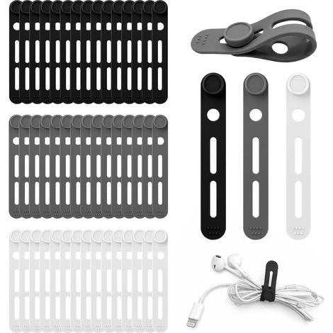 45 Pcs Attache Fil Electrique,Organisateur De Cable,Attache Cable,Silicone (1/5)