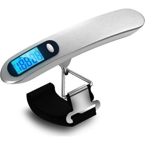 Elektronische Gepäckwaage / Reisewaage / Tragbare digitale Waage, max. 50 kg (110 lb) – Weiß/Blau (1/3)