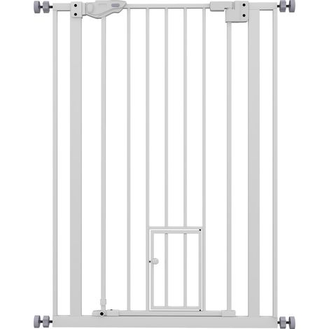 Barrière de sécurité pour chiens et chats avec portillon 74-80 x 104,1 cm blanche (1/5)