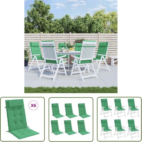 The Living Store Coussins de chaise à dossier haut lot de 6 vert tissu oxford - Coussin De Chaise - Coussin Extérieur - Coussin Décoratif - Coussin Confortable - Coussin Waterproof (1/5)