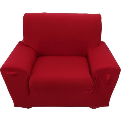 Housse de canapé - 1 Place - Vin Rouge - Extensible - Protection contre les taches (1/4)