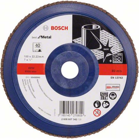 Bosch Accessories 2608607342 X571 Fächerschleifscheibe Durchmesser 180 mm Bohrungs-Ø 22.33 mm Körnun (1/5)