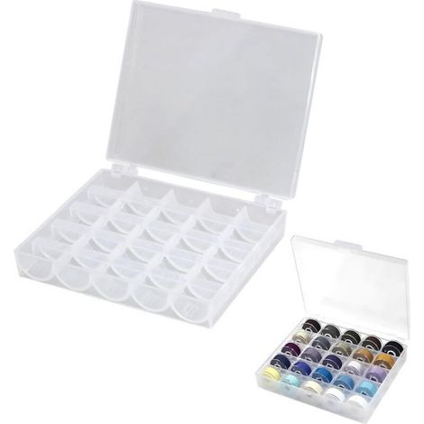 1pcs De 25 Fentes Vides Bobines Bobines Boîte,Boîte En Plastique De Rangement De Récipient De Support De Canette,Plastique Couture Artisanat Boîtier,Convient Pour Le Stockage Des Bobines (1/5)