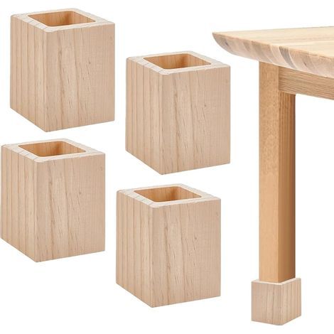 Lot de 4 Rehausseurs de Meubles en Bois Massif, Support 500kg, Élévateurs de Meubles, Augmentation Pieds de Lit 5 cm, Canapé et Table - Stables, Antidérapants et Protecteurs de Sol (1/5)