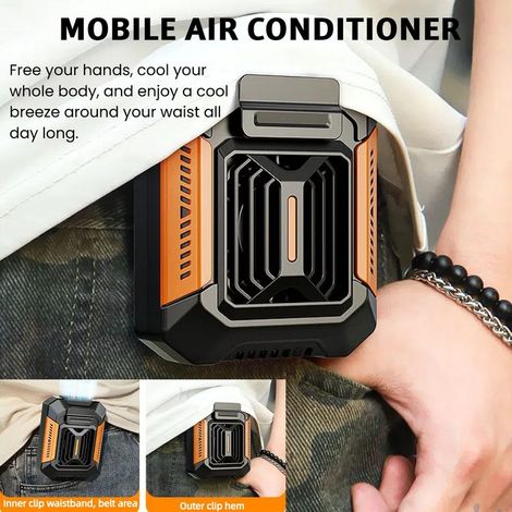 Tragbarer, akkubetriebener Deckenventilator mit 3 Geschwindigkeitsstufen, orange (1/5)