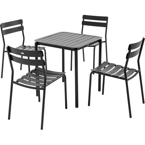 Ensemble table de terrasse 70cm et 4 chaises noir