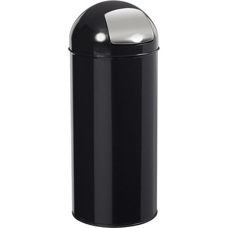 Poubelle Push avec couvercle à trappe - 45l - noir graphite - RAL 9011 (1/3)
