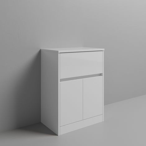 Montego Gloss White 800mm Floor Standing 1 Drawer 2 Door Vanity Unit for Countertop Basins