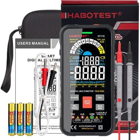 Digitales Multimeter mit automatischer Bereichswahl (10000 Counts), Amperemeter, Ohmmeter, Voltmeter, misst Strom, Spannung, Widerstand, Durchgang, Kapazität, Dioden, Frequenz