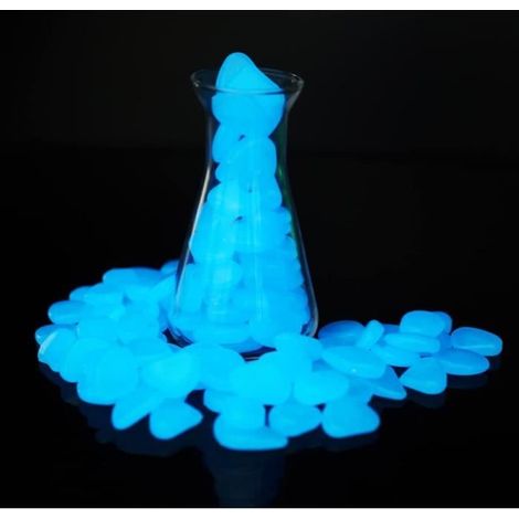 200pcs pierres lumineuses, résine, bleu, énergie solaire, jardin, aquarium