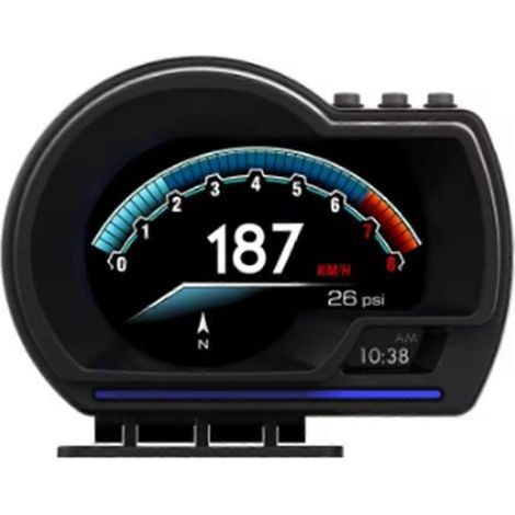 Compatible avec les instruments de bord universels OBD et GPS à double système, compteur de vitesse, affichage tête haute, instrument multifonction, affichage tête haute de la température de l'eau HUD (1/5)