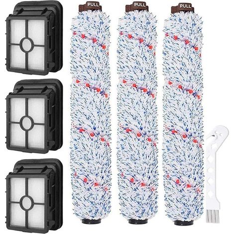 Pour aspirateur Bissell CrossWave, 3x rouleau de brosse multi-surface 1868 + 3x filtre à vide 1866 + 1x brosse propre, comparer avec les pièces 1608683, 160-8683, 1608684 (1/5)