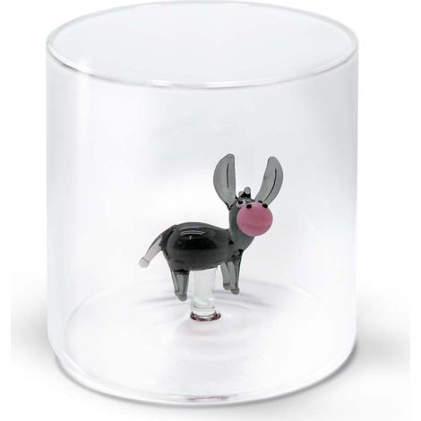 WD LifeStyle Bicchiere Vetro Borosilicato Cc 250 ml Decoro Asino