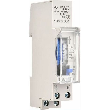 Minuterie mécanique de 24 heures Minuterie minimale de 15 minutes Montage sur rail Batterie intégrée, SUL180a AC220-240V Gris - SUL180a AC220-240V Gris (1/5)