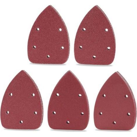 Pr 50PCS Papel de Lija para Lijadora Triangular, 140x90 mm 5 Agujeros Papel de Lija Triángulos Abrasivos, Grano 40/60/80/120/240 (1/5)