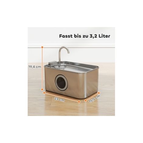 Fontana per gatti 3,2 L acciaio inox silenziosa OKMYHOME (1/2)