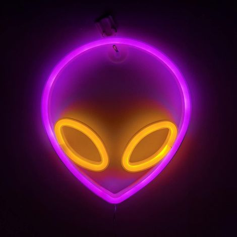 Enseigne Au Néon Extraterrestre Rose Et Blanc, Améliorez L'esthétique De Votre Pièce (1/5)