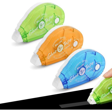 Lot de 3 distributeurs de ruban adhésif double face transparent, colle à ruban adhésif pour artisanat, création de cartes, photos, journaux et scrapbooking (8 x 8 mm)