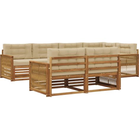 Ensemble de canapés d'extérieur 7 pc Naturel et Beige vidaXL (1/5)