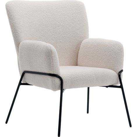SVITA FREIA Loungesessel modern mit Armlehne Cocktailsessel Polsterstuhl Weiß