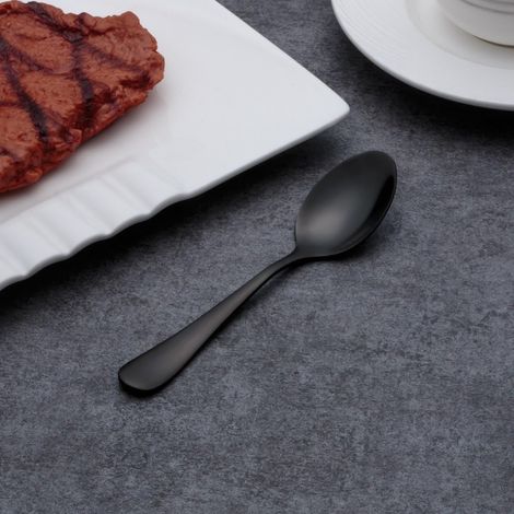 Cuillère à café noire en acier inoxydable usage quotidien (1/4)