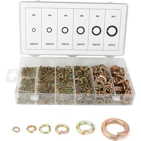 800 Pièces Rondelles Grower Ressort Acier Élastique Joint Boulonnerie Accessoires Quincaillerie avec Boîte de Rangement (1/5)