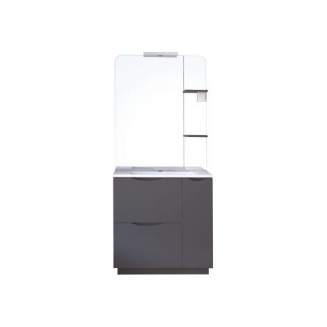 ONDEE - Mueble de baño PALERMO - 80cm - gris antracita - Lacado - Entregado en kit
